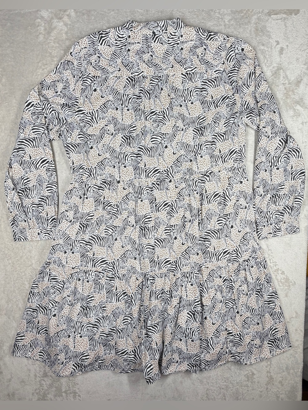 J.Crew Factory Animal Zebra Leopard Tiered Ruffle Cotton Blend Mini Dress L - Picture 11 of 16